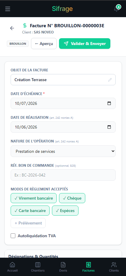 Encaissement d'un paiement sur mobile